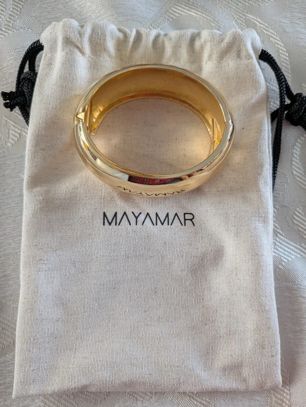 Mayamar Bold 24k Plated Gold Bangle Bracelet & Gift Bag - Picture 4 of 6